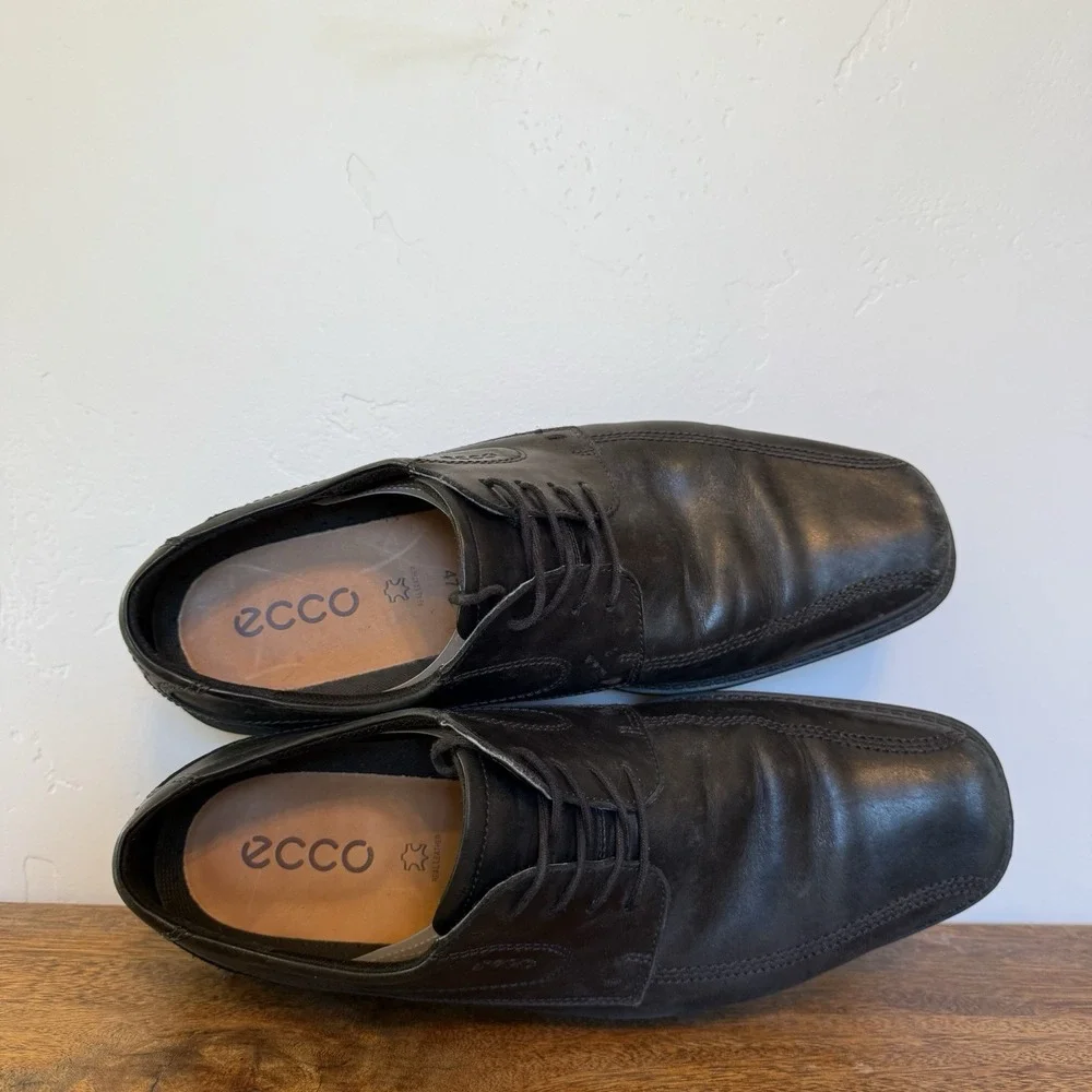 ECCO New Jersey‎ Bicycle Toe Tie Mens Size 13 US 47 EU Black Oxford Lace Up Golf